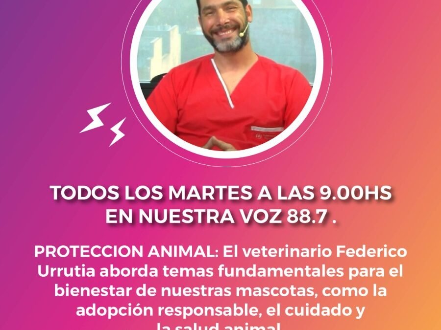 El Veterinario Federico Urrutia comenzó su columnas hablando de la importancia de decidir tener una mascota en nuestras casas. Que hay que tener en cuenta y como elegir correctamente a la hora de sumar un integrante en nuestra familia.
